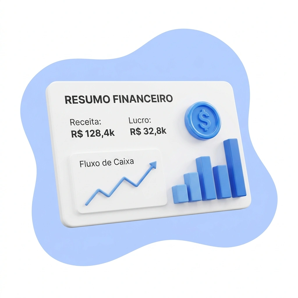 Gestão Financeira com indicadores de lucro e fluxo de caixa