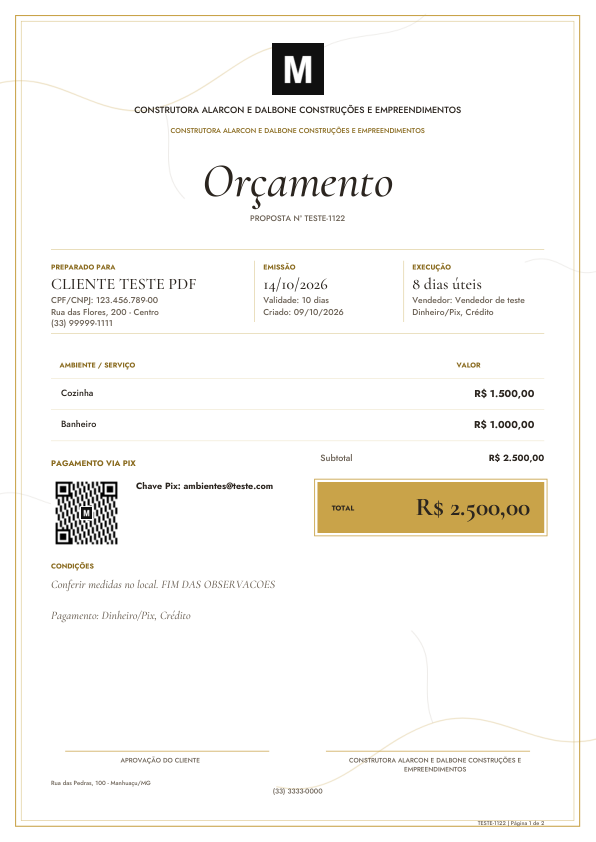 Exemplo do modelo de PDF Ornate Gold